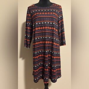 EUC Dressworks Orange and Purple Halloween Graphic Dress size medium
